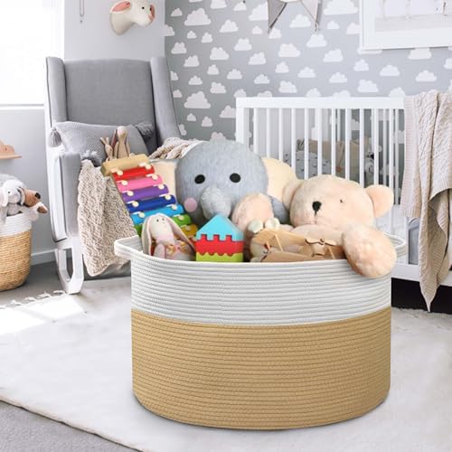 MEGASKET Extra Large Storage Basket, 22” x 22” x 14” Cotton Rope Bins - Image 4