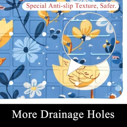 Shower Mat Non Slip, Duck Florals Anti Slip Bath Mat - Image 2