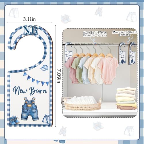 Baby Closet Dividers 8PCS, Denim Themed Wooden Double-Sided Clothes Size - Image 6