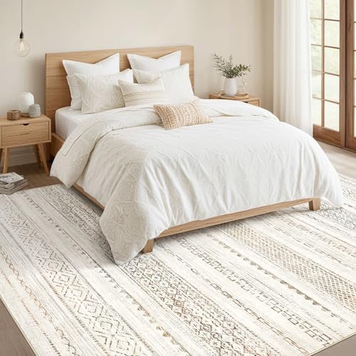Nakagishi Area Rug Living Room Rugs: 7X9 Machine Washable Boho Large Neutral - Image 6