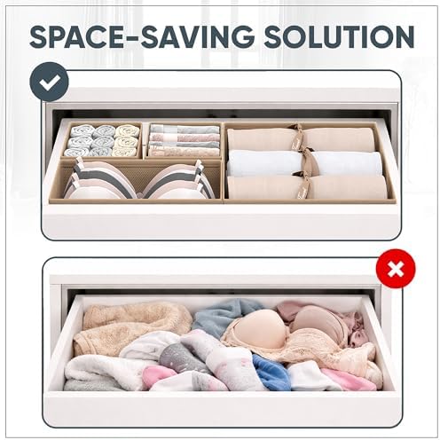 Dresser Drawer Organizer Clothes, 6 Pack Foldable Storage Boxes - Image 3