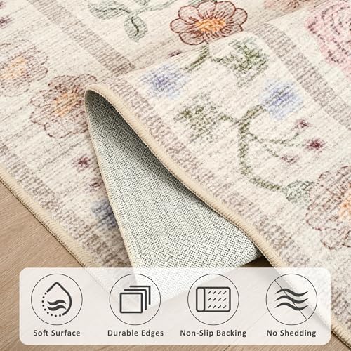Maxsoft 4x6 Pink Floral Large Area Rug Modern - Image 6
