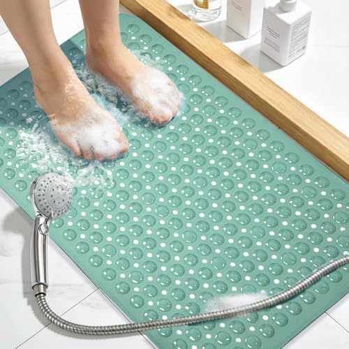 Large Shower Mat Bathtub Bath Mat Non Slip Mars Green 21.5"x33.5" by NaolotureHome