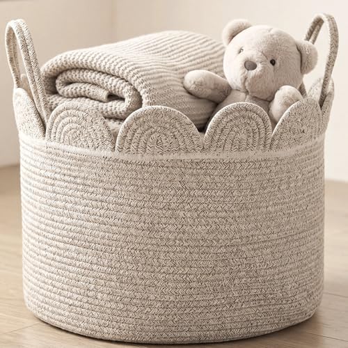 LemonRoad Round Woven Basket Brown Variegated by Unknown