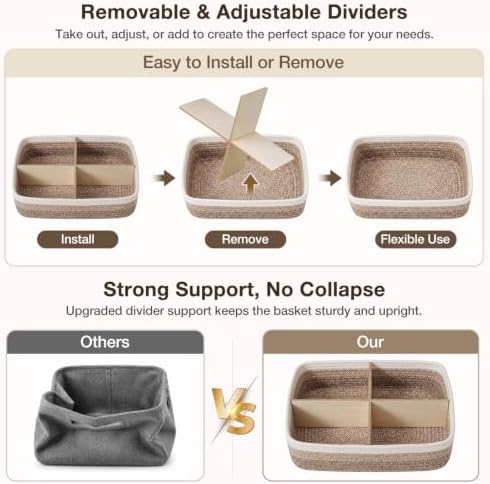 3 Pack Small Baskets for Organizing, Woven Storage Baskets for Shelves - Image 4