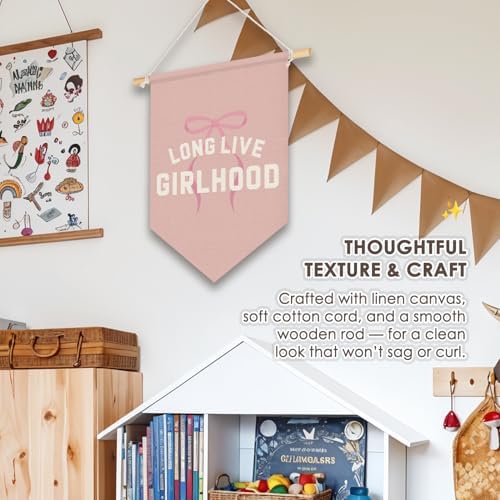 Wheatwin Girls Room Decor, Long Live Girlhood Wall Hanging Pennant Flag Banner - Image 6