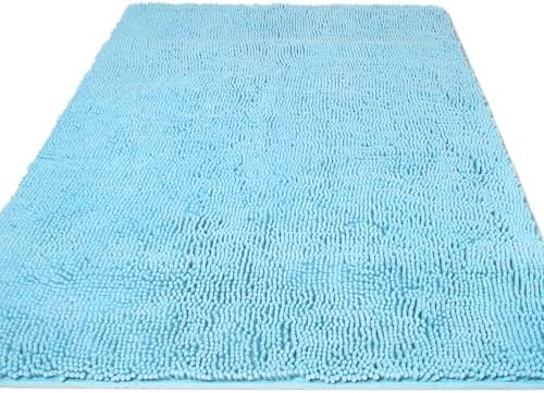 Yeaban Chenille Sky Blue Bathroom Rug 36"x60", Non-Slip Rubber Backing by Yeaban