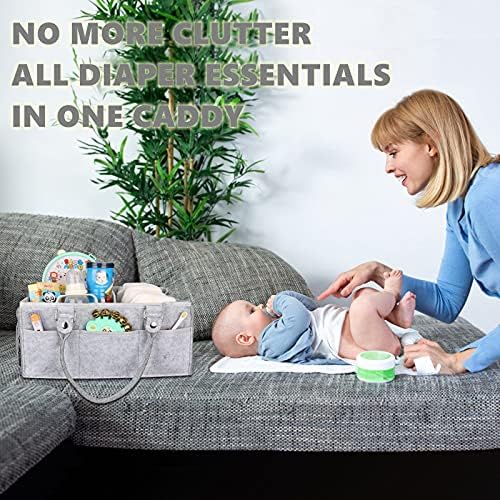 XUANGUO Large Baby Diaper Caddy Organizer, Felt Basket - Image 2