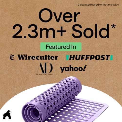 GORILLA GRIP Bath Tub Shower Mat, Bathtub Floor Liner, 35x16 Purple Opaque - Image 6