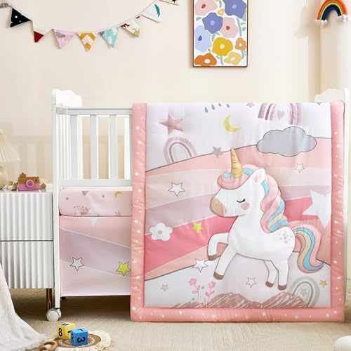 3-Piece Crib Bedding Set for Girls by NacoMoco