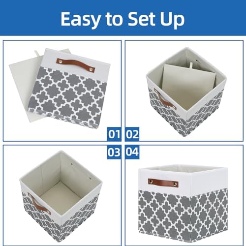 Temary 11x11x11 Cube Storage Bins Cube Organizer Bins 4 Pack Canvas Storage Bin - Image 7