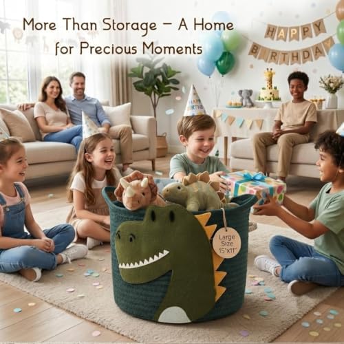 Nursery Storage Basket, Large Woven Cotton Rope Baby Bin - Image 3