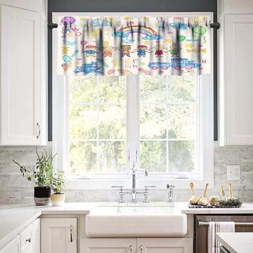 Crayon Drawing Valances Curtains Doodle Drawing Pattern Window Treatment - Image 6