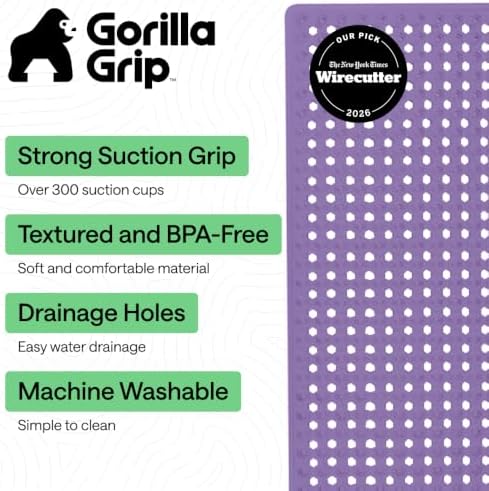 GORILLA GRIP Bath Tub Shower Mat, Bathtub Floor Liner, 35x16 Purple Opaque - Image 2