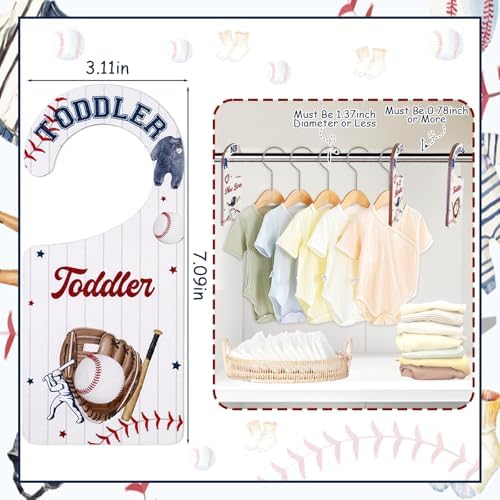 Baby Closet Dividers 8PCS, Baseball Theme Wooden Double-Sided Clothes Size - Image 2