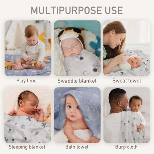 GLLQUEN BABY Receiving Blankets Boy Muslin Swaddle Blankets - Image 5