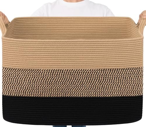 Goodpick 105L Extra Large Woven Rope Blanket Basket by Goodpick