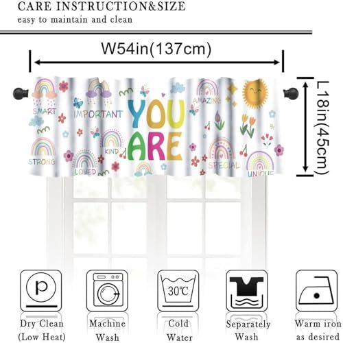 Rainbow Valances Curtains Quotes Inspirational Positive Hippie Flower Window - Image 2