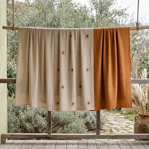 Muslin Swaddle Blankets for Newborn, 3 Pack Breathable Soft Receiving Blanket - Image 5