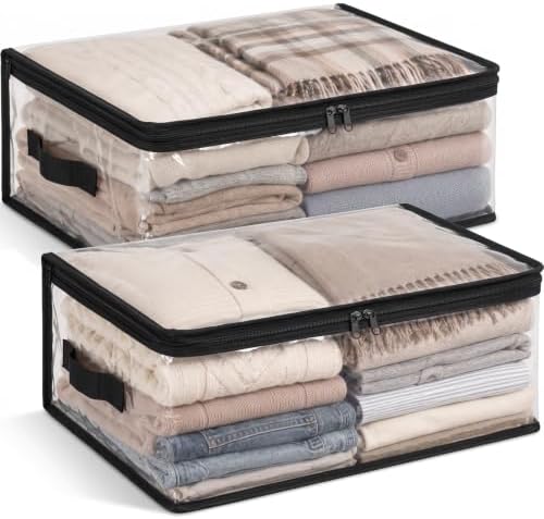 Fixwal Blanket Storage Bags 2 Pack Plastic Clothes Closet Organizer Clear by Fixwal