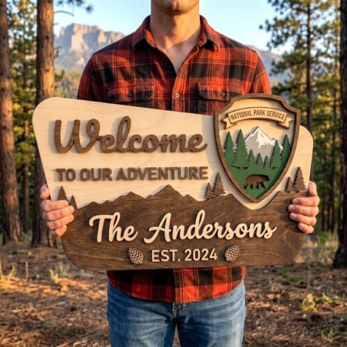 Personalized Adventure Nursery Name Sign, Custom Mountain Woodland Wall Decor - Image 2