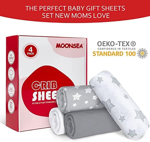 Crib Sheets for Boys or Girls 4 Pack, Fitted Crib Sheet - Image 3
