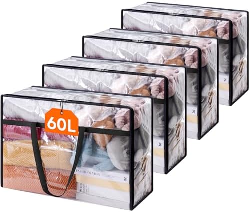 Lifewit 60L Clear Clothes Storage Bags, Plastic Foldable Blanket Storage Bag by Lifewit