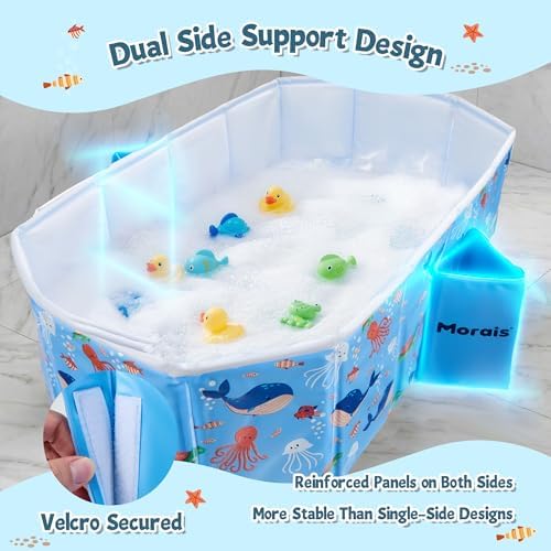 MORAIS Collapsible Baby Bathtub, Portable Toddler Bath Tub - Image 3