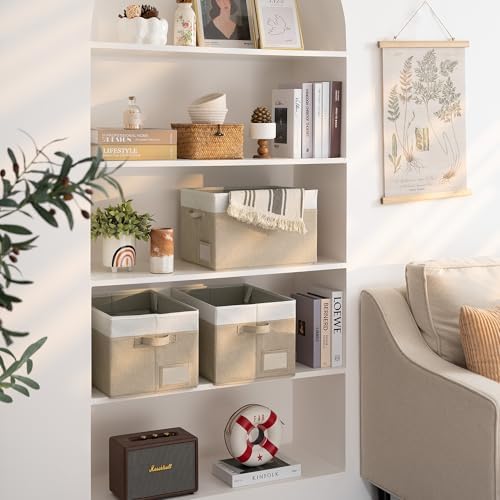 GRANNY SAYS Closet Shelf Baskets, Khaki&Ivory, Extra Large - Image 4