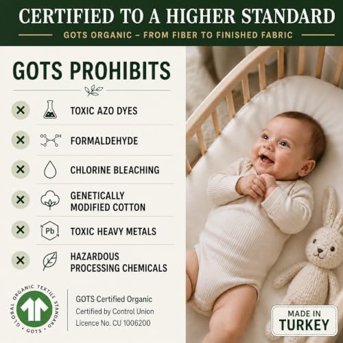 Bassinet Sheets 31x16 inches, GOTS Certified 100% Organic Cotton - Image 5