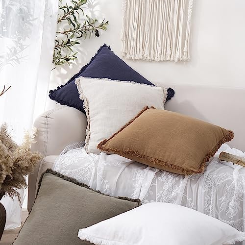 Foindtower Decorative Linen Fringe Lumbar Throw Pillow Covers Cozy Boho - Image 5