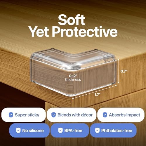 8-Pack Clear Baby Proof Corner Protectors, Soft Rubber Foam - Image 6