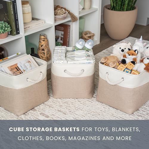 OrganiHaus 11x11 Cube Storage Bins, Rope Handles - Image 5