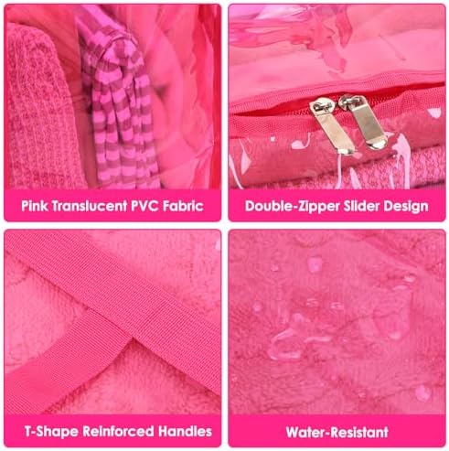 Blanket Storage Bags 4 Pack 60L Clothes Comforter Bedding Container Pink - Image 3