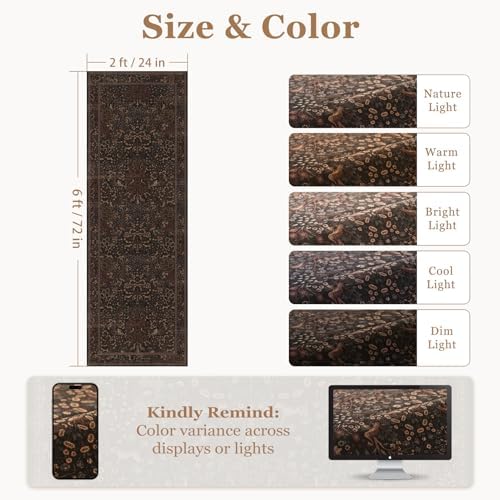 Chestnut Brown 2x6 Runner Rug, Tree of Life Natural Carpet Runners - Image 2