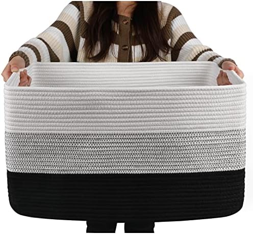 OIAHOMY Blanket Basket Laundry Basket Dog Toy Basket 75L Gradient Black by MasterofSpaceOptimization