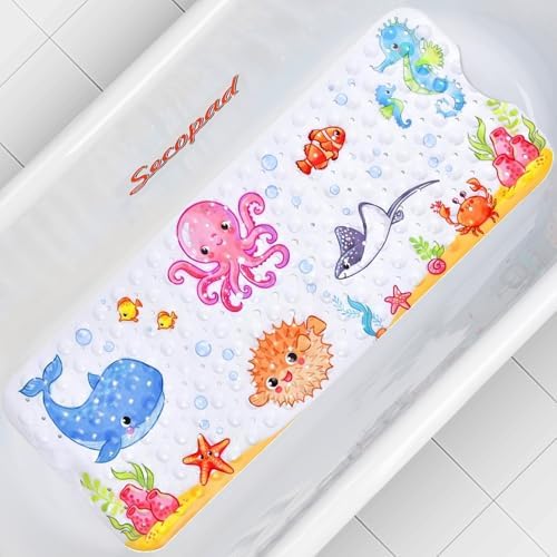 Secopad Bathtub Mat Non Slip, Cartoon Bath Tub Mat by Secopad