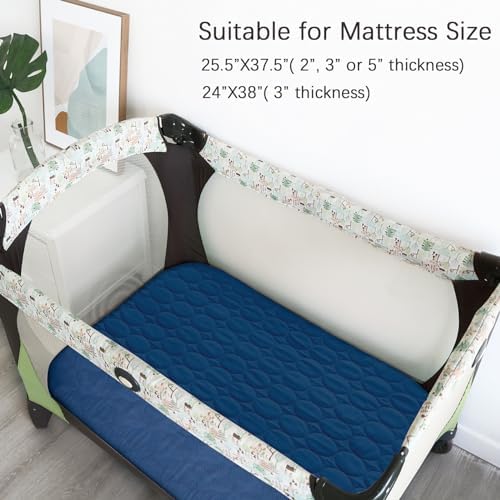 Pack and Play Mattress Pad Sheets Fitted Waterproof Playard Protector Cover - Image 2
