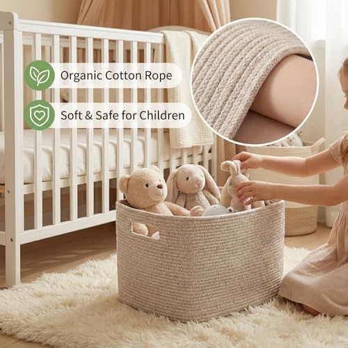 JMvicyroam 65L Large Woven Cotton Rope Blanket Basket - Image 4