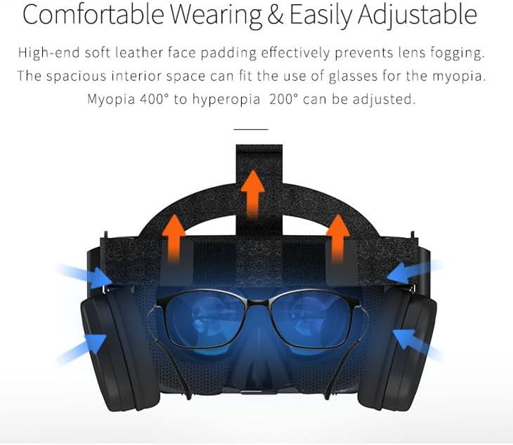 3D Glasses Virtual Reality VR for Smartphone Google Cardboard, Wireless Bluetooth VR Headset Helmet Stereo for Android iOS iPhone 12 11 Pro Max Mini X R S 8 7 Samsung 4.7-6.2" Phone (Black)