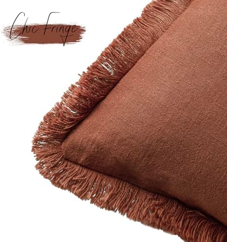 Foindtower Decorative Linen Fringe Throw Pillow Covers Cozy Boho Farmhouse - Image 3