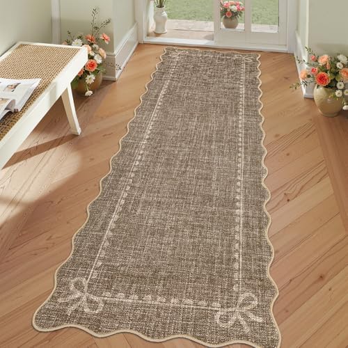GarveeHome Scalloped Hallway Runner Rug 2x6 Non Slip Bedroom Rugs by GarveeHome