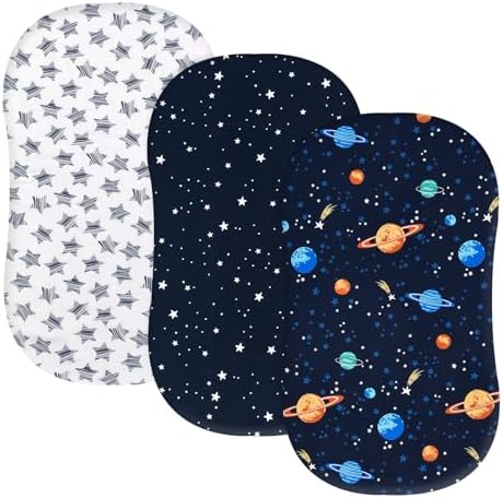 PHF 3 Pack Soft Bassinet Sheets, Space Breathable Comfy Cradle Sheets by PHF