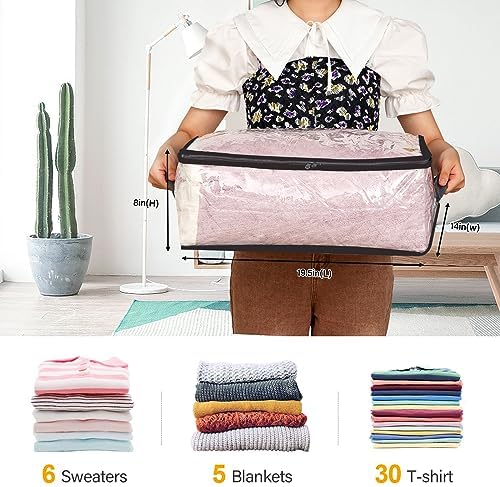 Fixwal Blanket Storage Bags 2 Pack Plastic Clothes Closet Organizer Clear - Image 2