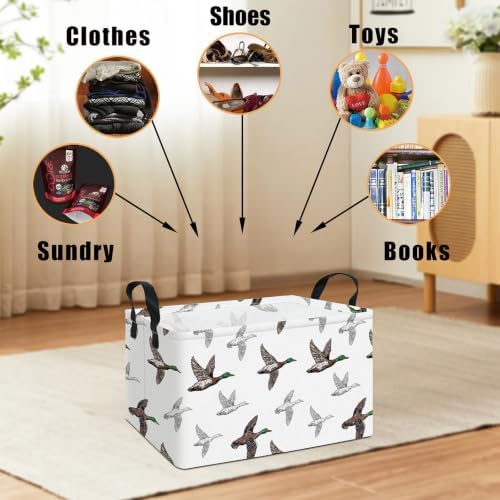 Rectangular Storage Basket Nursery Toy Organizer Mallard Duck - Image 4