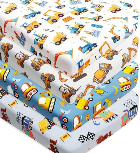 4 Pack Baby Boy Crib Sheets Set Soft Fitted Baby Boy Mattress Covers by FIGEPO