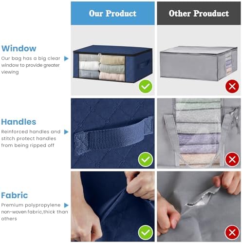 HomeHacks 3-Pack Clothes Organizer Storage Bags, 35L Storage Bins - Image 5