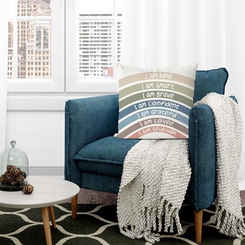 QIYUHOY Reseda Boho Rainbow Classroom Throw Pillow Covers, 20x20 Inch - Image 3