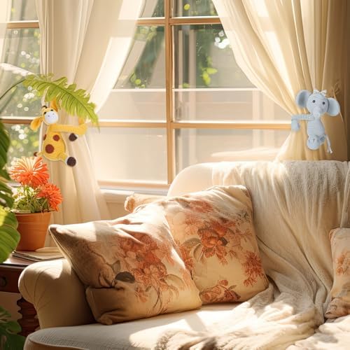 Moukeren Safari Animals Curtain Tie Back Elephant Shape Curtain Tie Back Jungle - Image 5