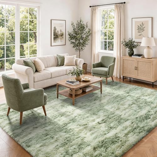 Ophanie Green and White Area Rugs by Ophanie